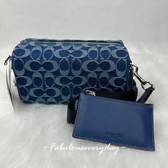 Coach Men's Axel Crossbody In Signature Denim/Deep Blue CY892 + Pouch NWT - Picture 4 of 10